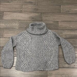 Zara Heather Gray Turtleneck Cable Knit Sweater